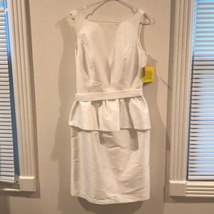 Alfred Sung D556 Peplum Dress, White Sz 8